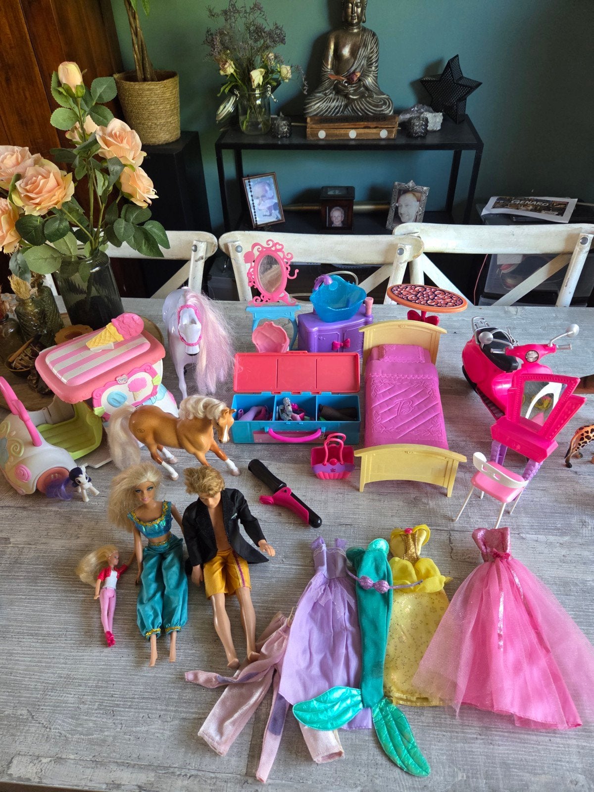 Grote Barbie set met poppen, kleding en accessoires, Ophalen of Verzenden, Gebruikt, Barbie
