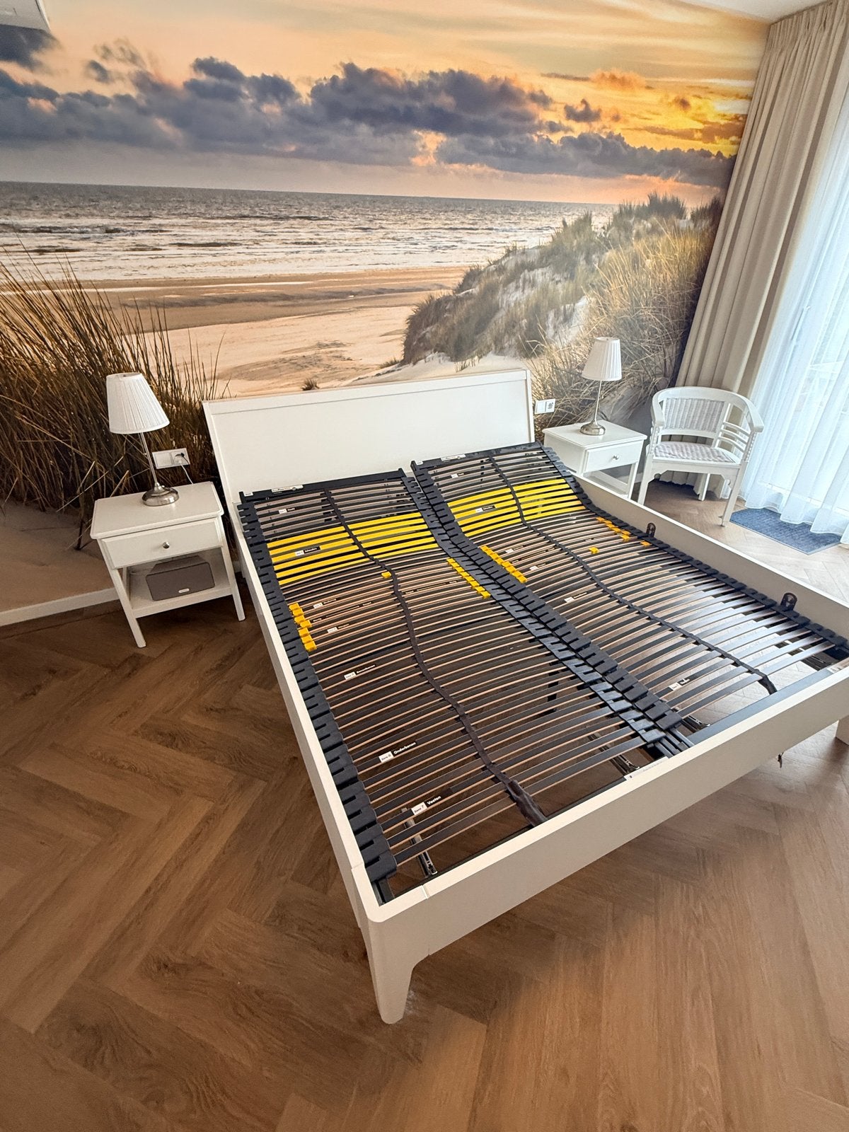 Tweepersoonsbed met verstelbare lattenbodems - Wit, Verstelbaar, Wit, Tweepersoons, Ophalen of Verzenden