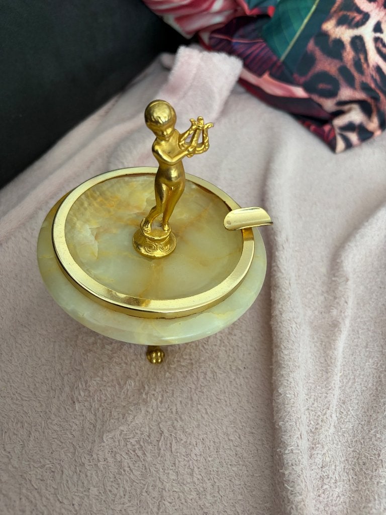 Oude asbak onyx kaarsenstander, Ophalen of Verzenden, Overige materialen