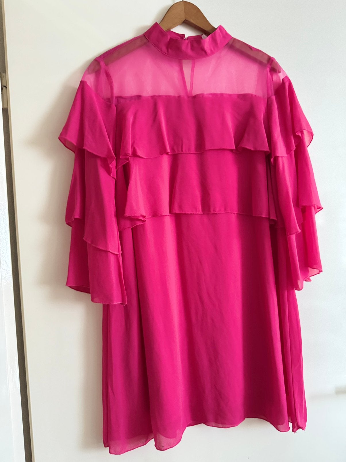 Suikerpin roze jurkje met tule en franje, Kleding | Dames, Jurken, Maat 38/40 (M), Ophalen of Verzenden, Zo goed als nieuw, Roze