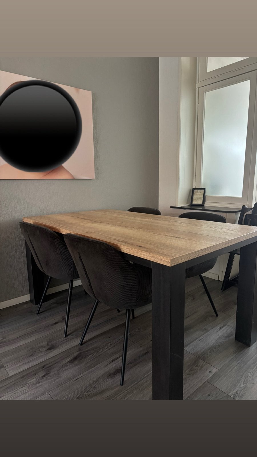 Moderne eettafel met 4 stoelen, Huis en Inrichting, Tafels | Eettafels, Ophalen, Gebruikt, 100 tot 150 cm, 50 tot 100 cm