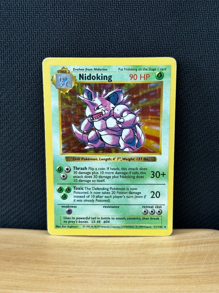Nidoking - 11 Base Set (Shadowless) - Vintage Pokémon Card, Verzenden, Gebruikt, Losse kaart, Foil