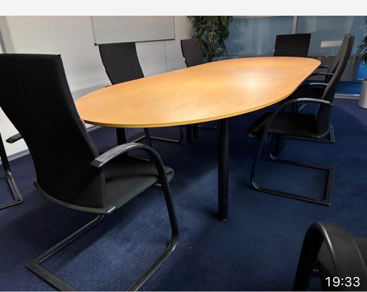 Vergadertafel met 6 vergaderstoelen, Ophalen, Zwart, Zo goed als nieuw, Vijf, Zes of meer stoelen