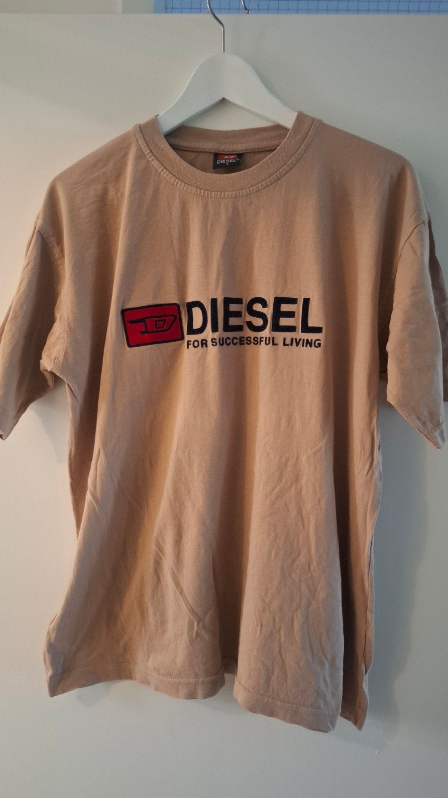 Diesel T-shirt Heren Maat M - Beige met logo, Diesel, Maat 48/50 (M), Beige, Ophalen of Verzenden