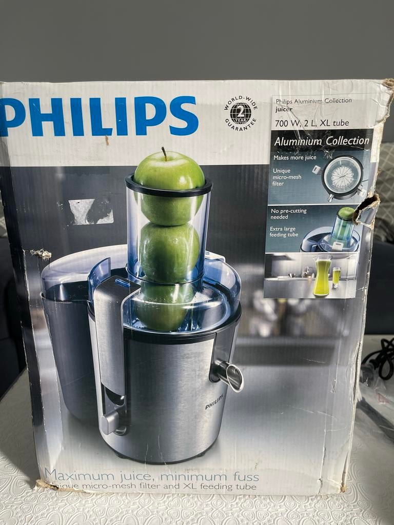 Philips Aluminium Collection Sapcentrifuge HR1861/00, Ophalen, Zo goed als nieuw, Elektrisch, Slowjuicer