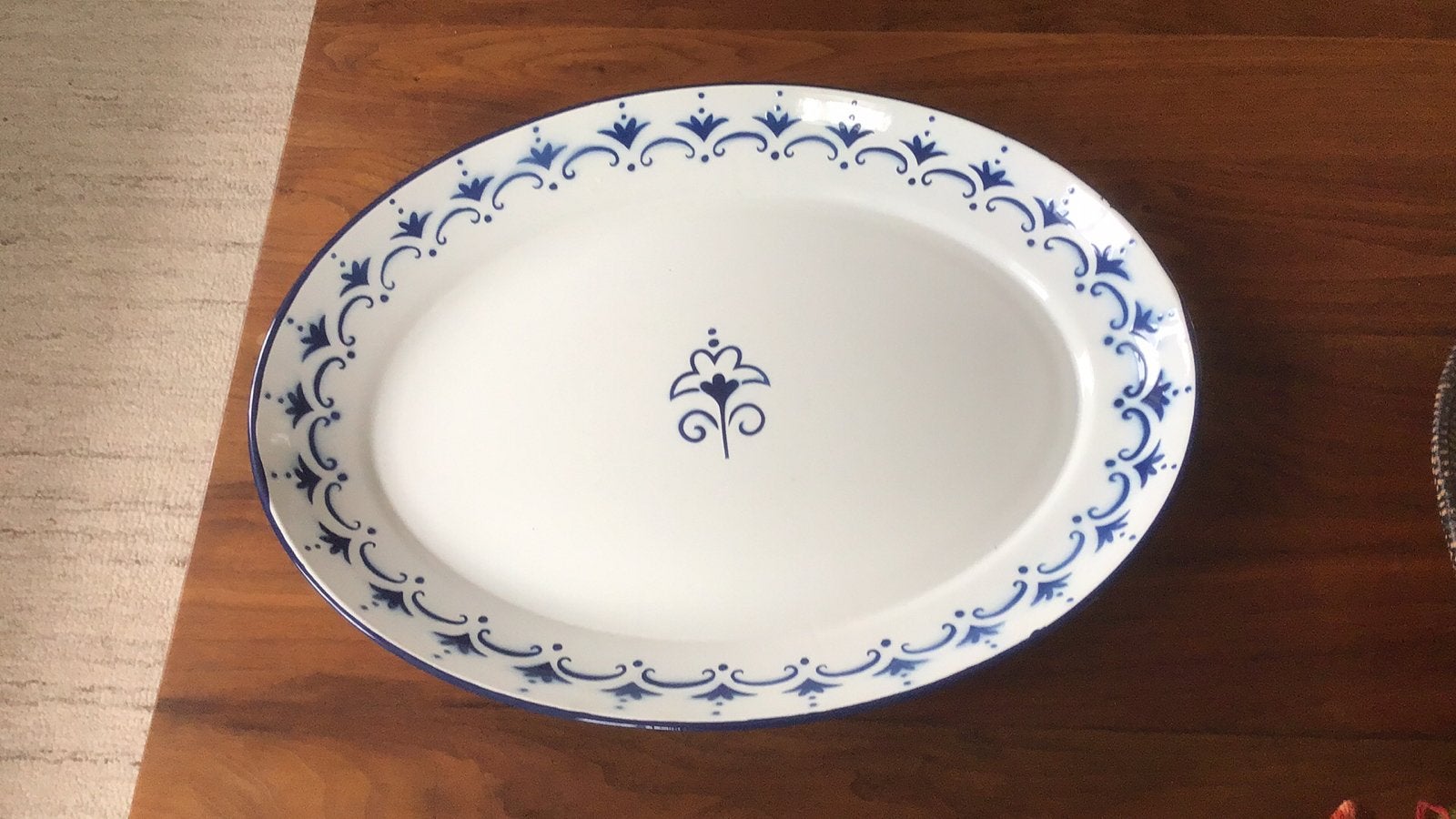 Vintage Ikea jr 80 emaille grote schaal Arv Idyll  wit blauw, Ophalen