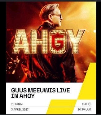 Guus Meeuwis live in Ahoy op 3 april 2027, Tickets en Kaartjes, Twee personen, Vrijkaartje alle films