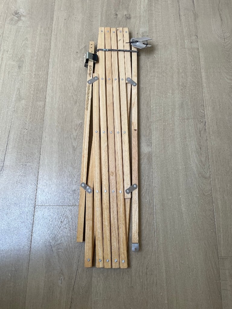 Te koop:Houten traphekje Harmonica, Verzenden, Nieuw, 100 tot 115 cm, Klemhekje