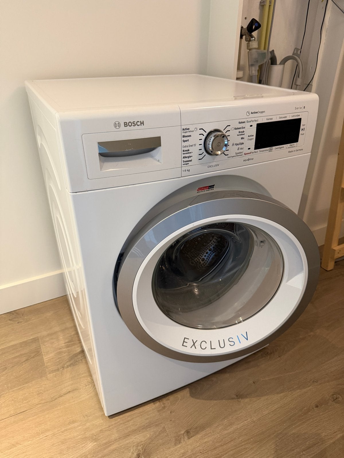Bosch Serie 8 Exclusiv Wasmachine en Droger Set, Ophalen, 1200 tot 1600 toeren, Gebruikt, 8 tot 10 kg