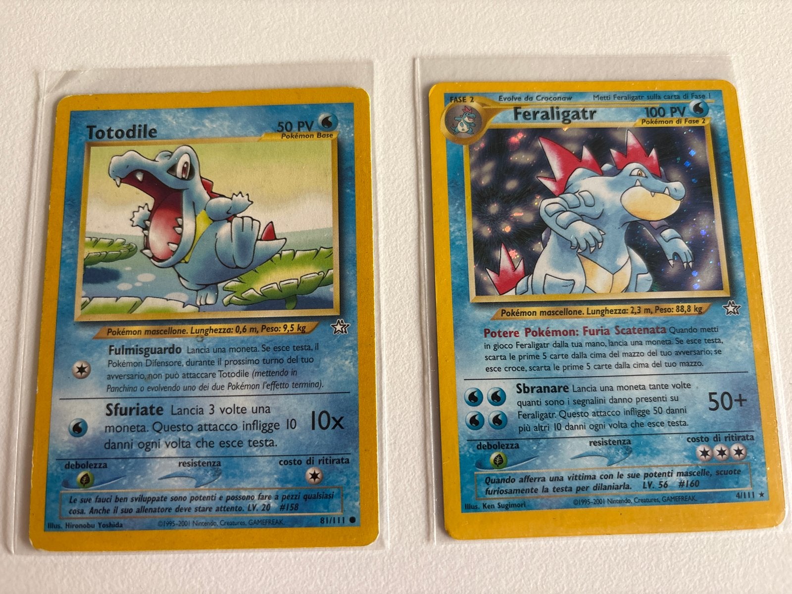Totodile en Feraligatr (IT) 81/111 en 4/111 Holo, Ophalen of Verzenden, Gebruikt, Meerdere kaarten