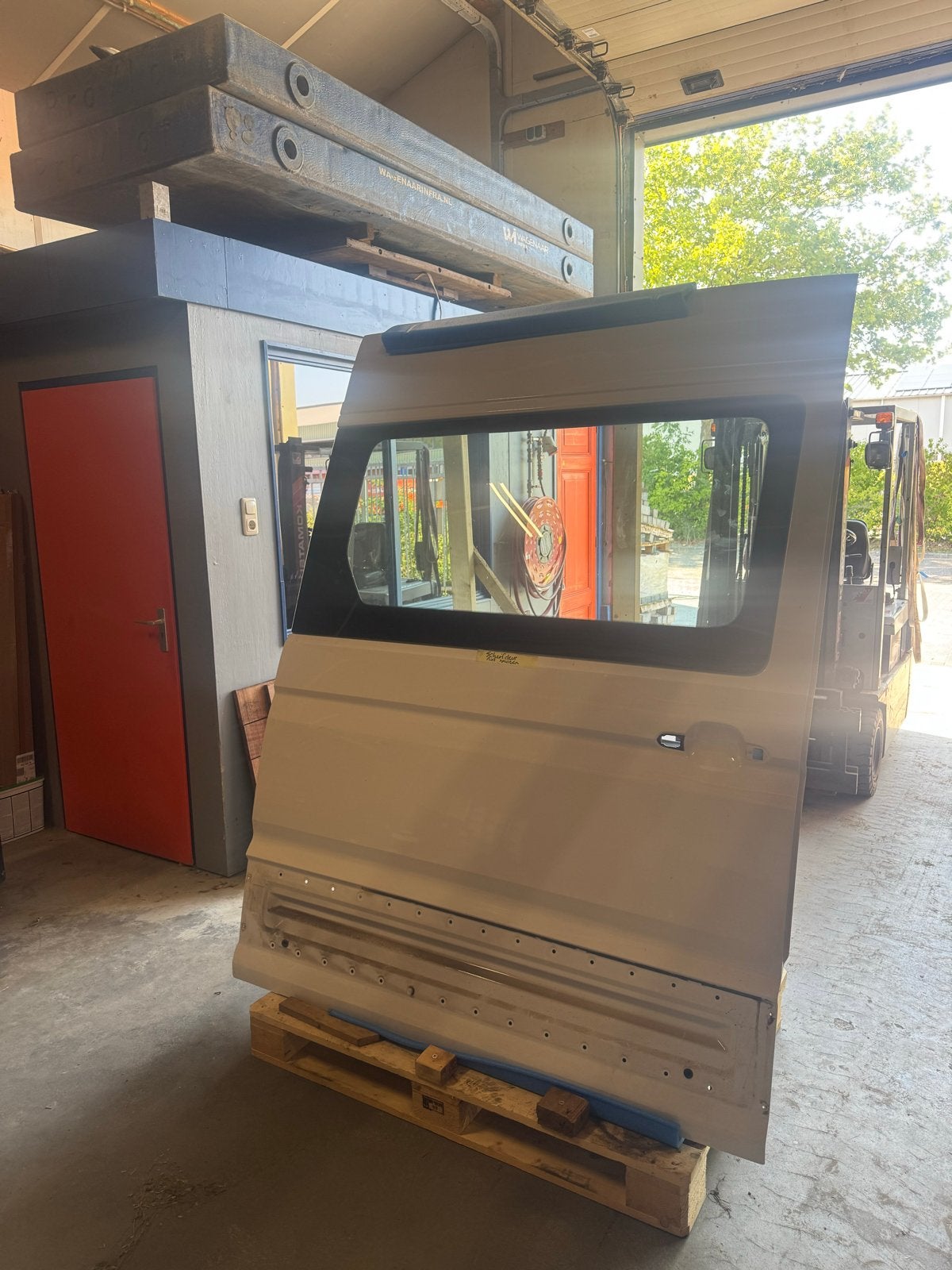 Schuifdeur VW Crafter L3H3 met glas paneel, wit, schadevrij, Ophalen, Gebruikt, Rechts, Volkswagen