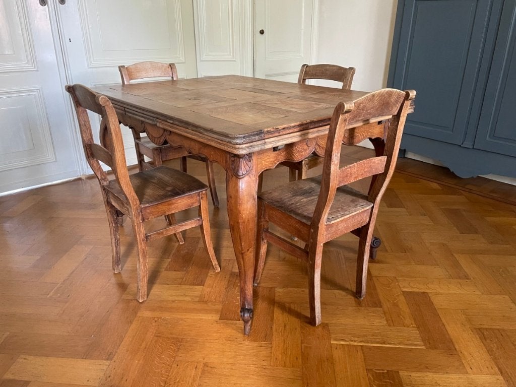 Schitterende Uittrektafel Eettafel Tafel 229cm. Frans antiek, Ophalen of Verzenden