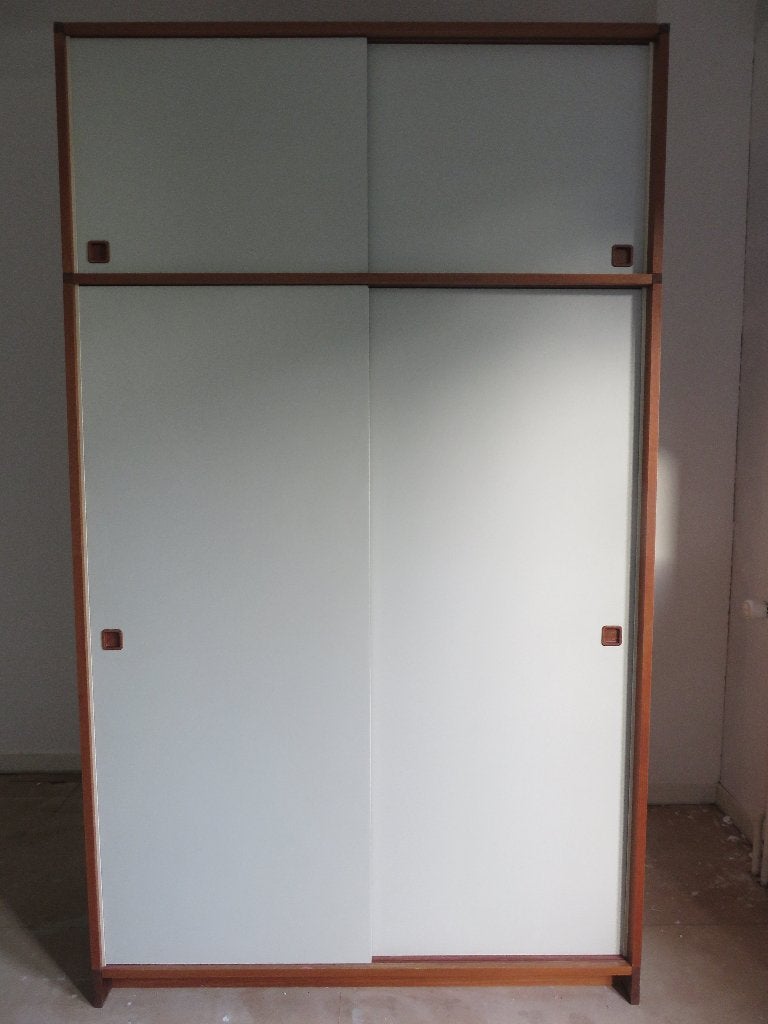 vintage Pastoe teak houten kledingkast linnenkast, Gebruikt, 100 tot 150 cm, 200 cm of meer, Vintage
