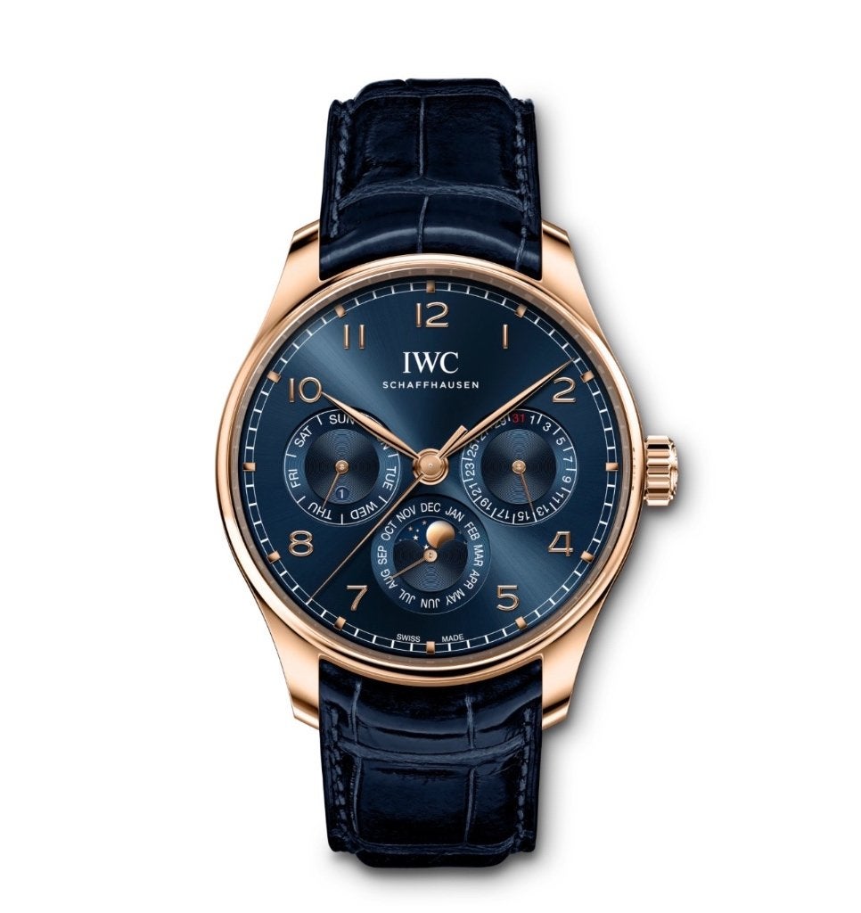 IWC Portugieser Perpetual Calendar 42 Roségoud NIEUW 2026, Leer, Polshorloge, Nieuw, Goud