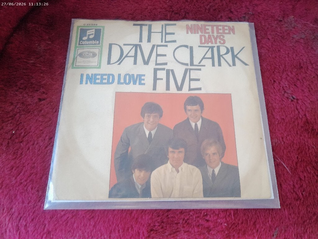 The Dave Clark Five - Nineteen Days / I need Love, Gebruikt, Fotohoes, 7 inch, Ophalen of Verzenden