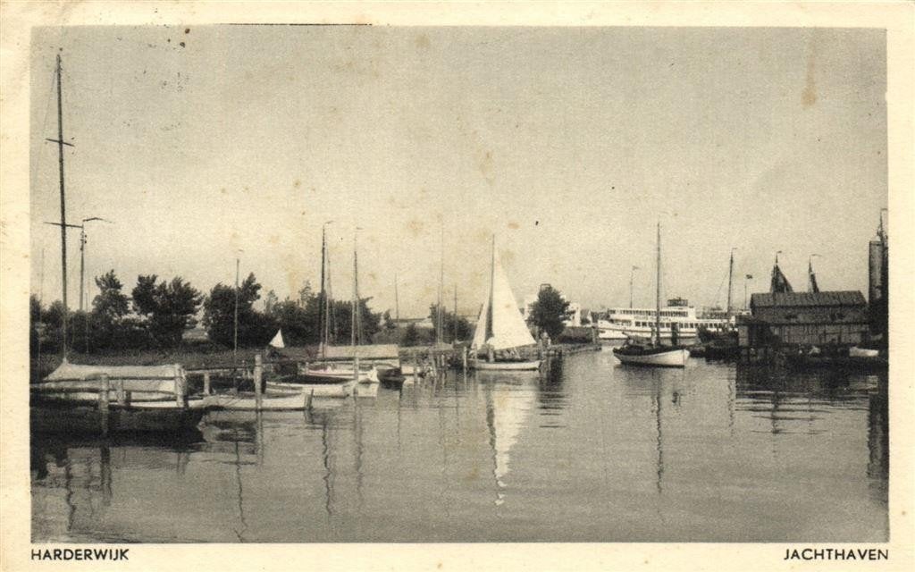Harderwijk - Jachthaven - 1950 gelopen, Ophalen of Verzenden, 1940 tot 1960, Gelopen, Gelderland