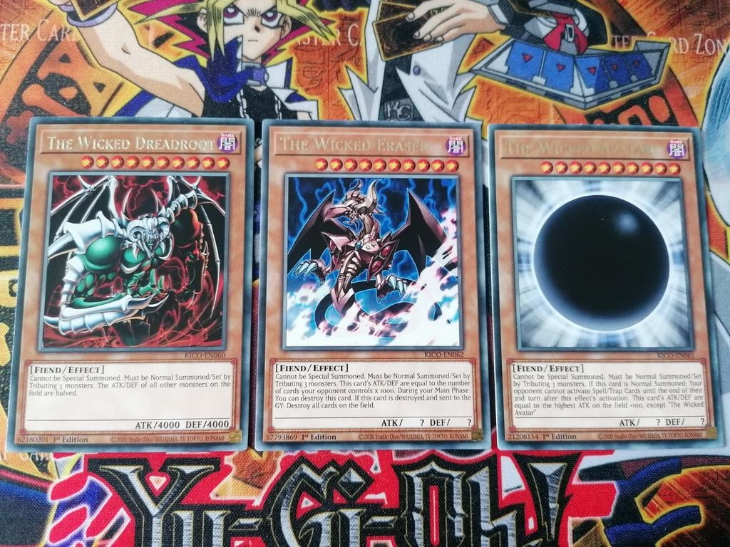 The Wicked God Set - Rare KICO - Yu-Gi-Oh, Hobby en Vrije tijd, Verzamelkaartspellen | Yu-gi-Oh!, Ophalen of Verzenden, Zo goed als nieuw