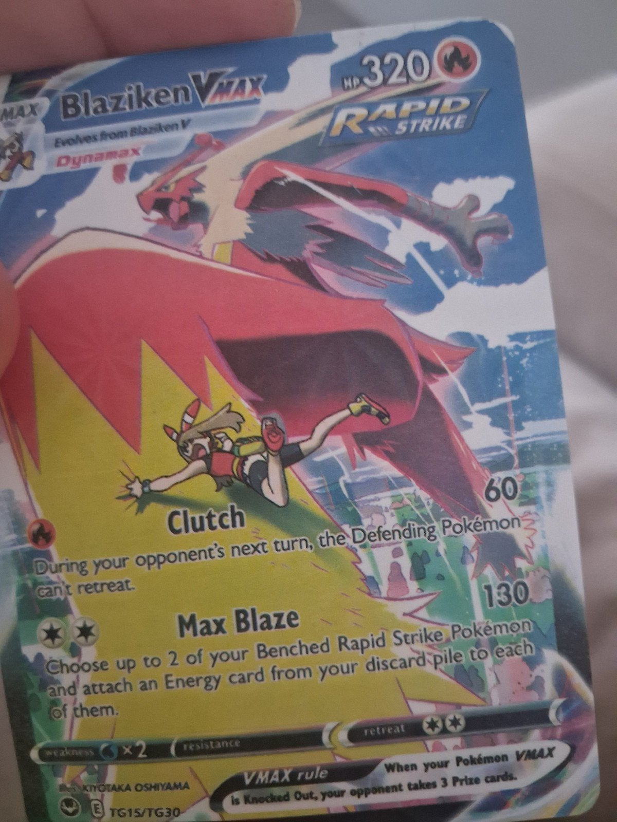 Blaziken VMAX TG15/TG30 Pokémon Kaart Rapid Strike, Ophalen of Verzenden, Zo goed als nieuw, Losse kaart