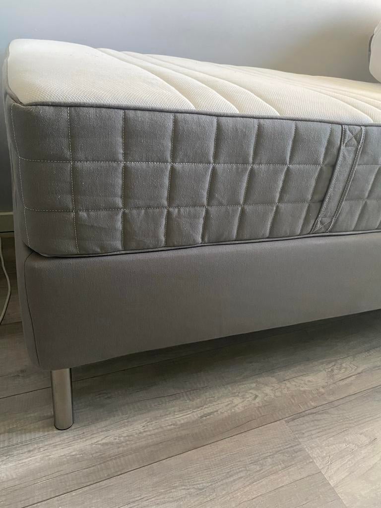 IKEA Boxspring 90x200 cm grijs inclusief topper, Ophalen, Gebruikt, 90 cm, Eenpersoons