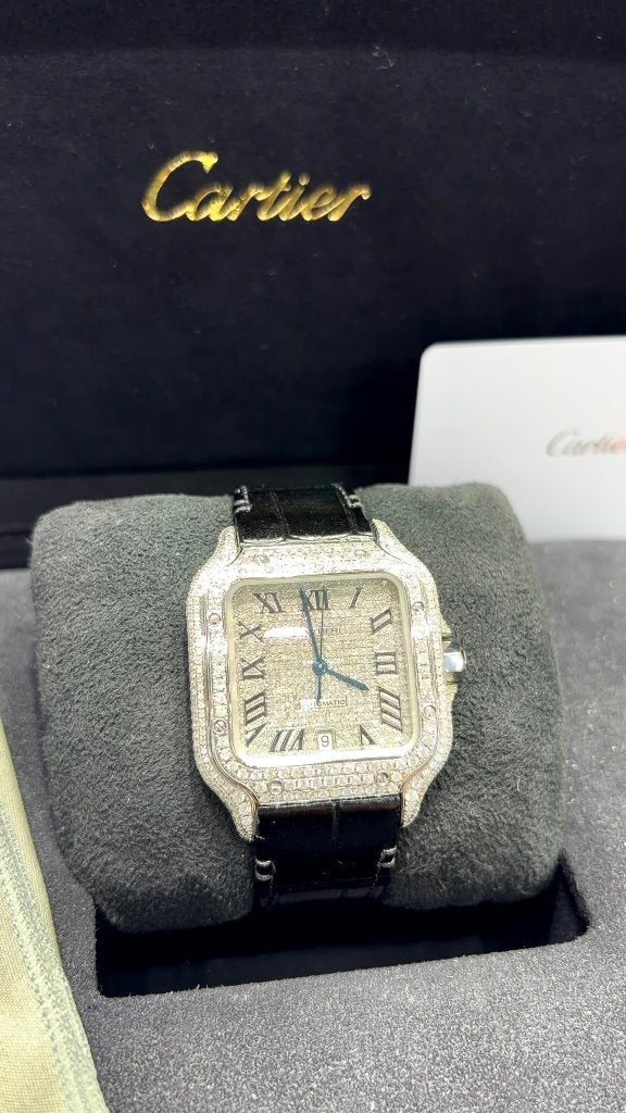 Cartier santos XL box&papers 15ct diamonds vvs F quality, Overige merken, Polshorloge, Nieuw, Ophalen of Verzenden