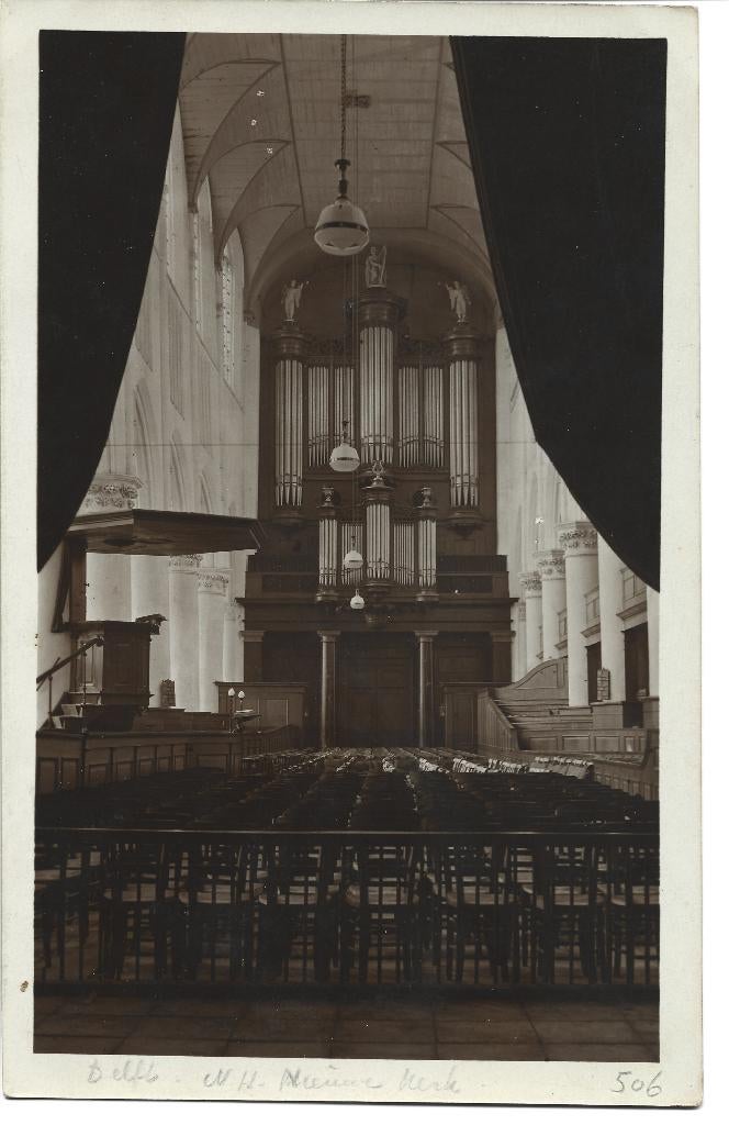 Delft interieur Nieuwe Kerk orgel, Ophalen of Verzenden, 1920 tot 1940, Ongelopen, Zuid-Holland