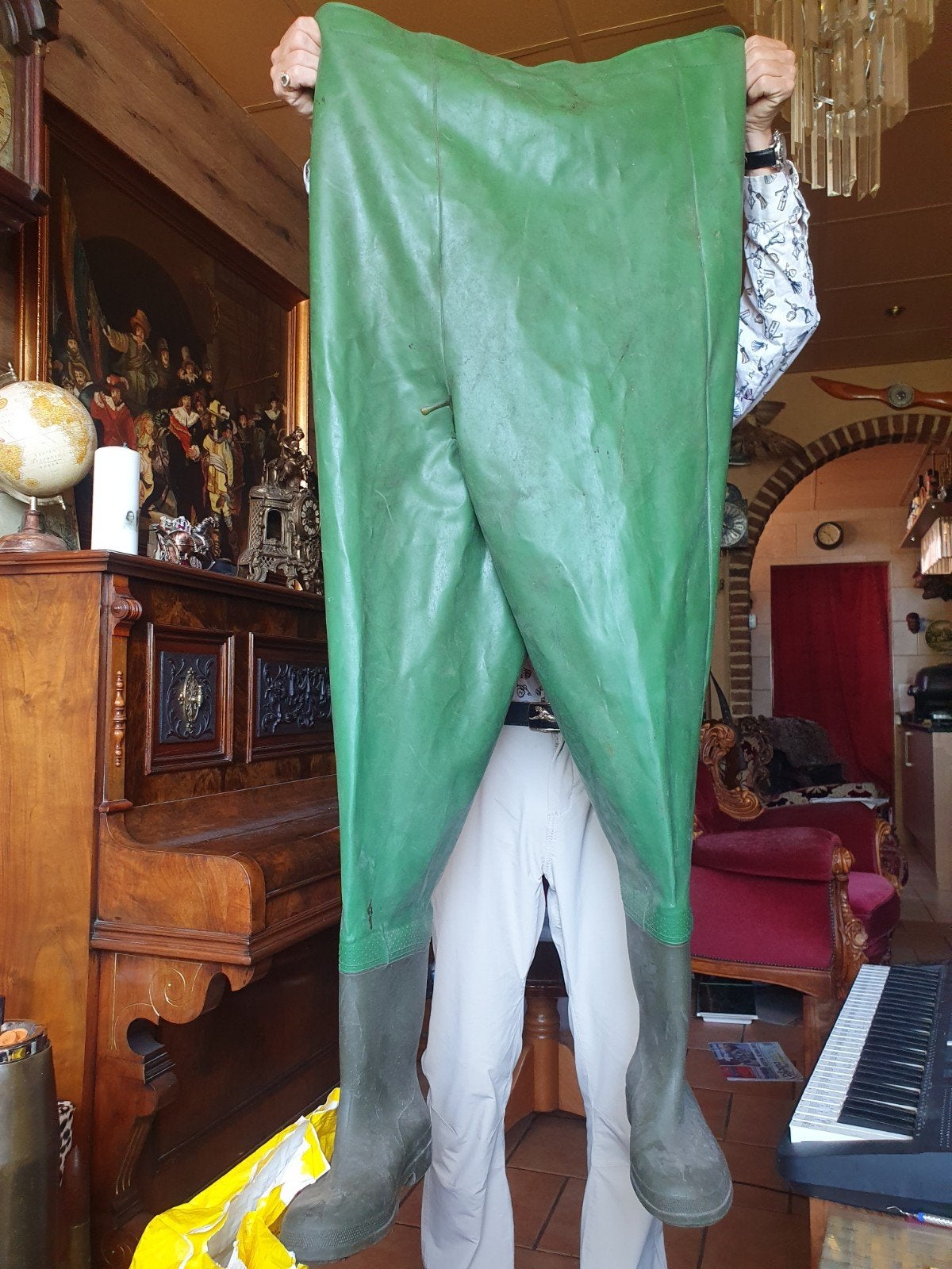 Groene waadbroek met laarzen maat 43, Gebruikt, Onbekend, Overige typen, Ophalen of Verzenden