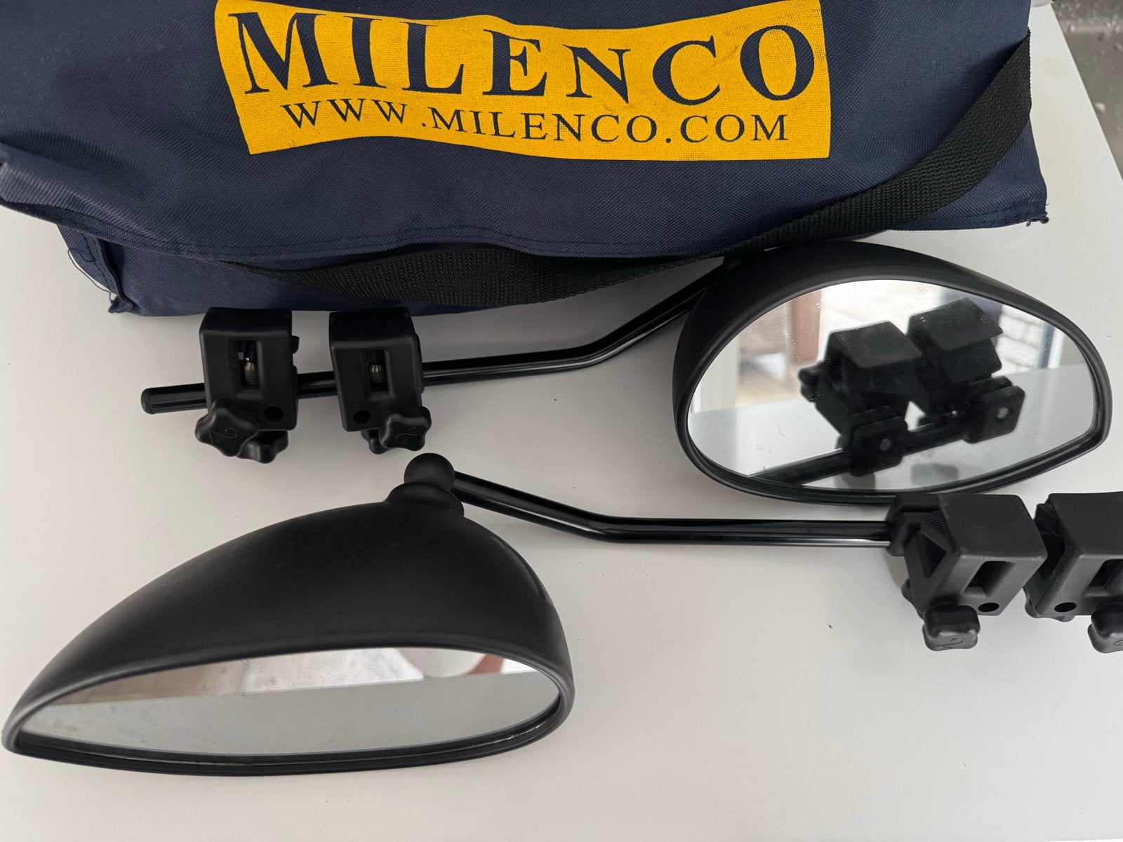 Milenco caravan spiegels - Compleet met opbergtas, Caravans en Kamperen, Caravan accessoires, Ophalen of Verzenden, Gebruikt