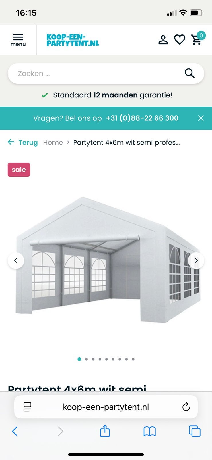 Partytent semi pro, Tuin en Terras, Partytenten, Ophalen, Zo goed als nieuw, Minder dan 5 meter