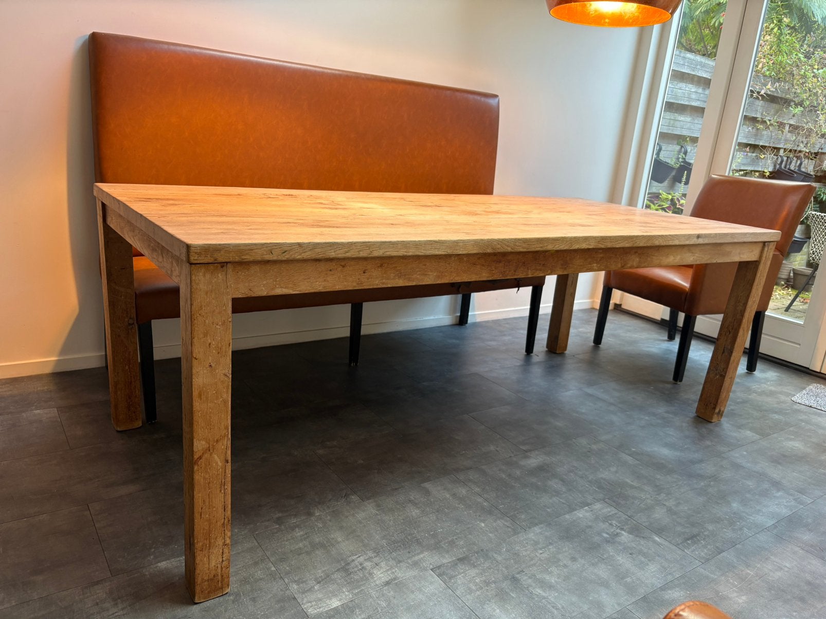 Eikenhouten eettafel, Ophalen, Gebruikt, 100 tot 150 cm, Eikenhout
