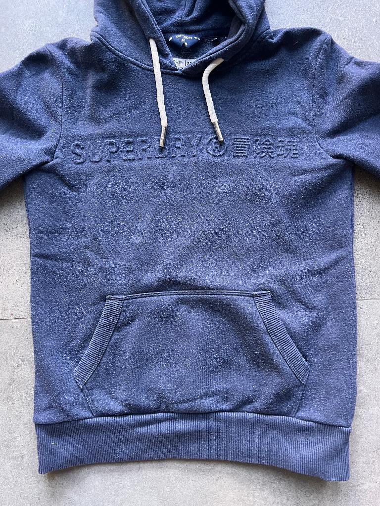 Superdry blauwe hoodie, maat xs, zgan, Blauw, Ophalen of Verzenden, Zo goed als nieuw, Maat 46 (S) of kleiner