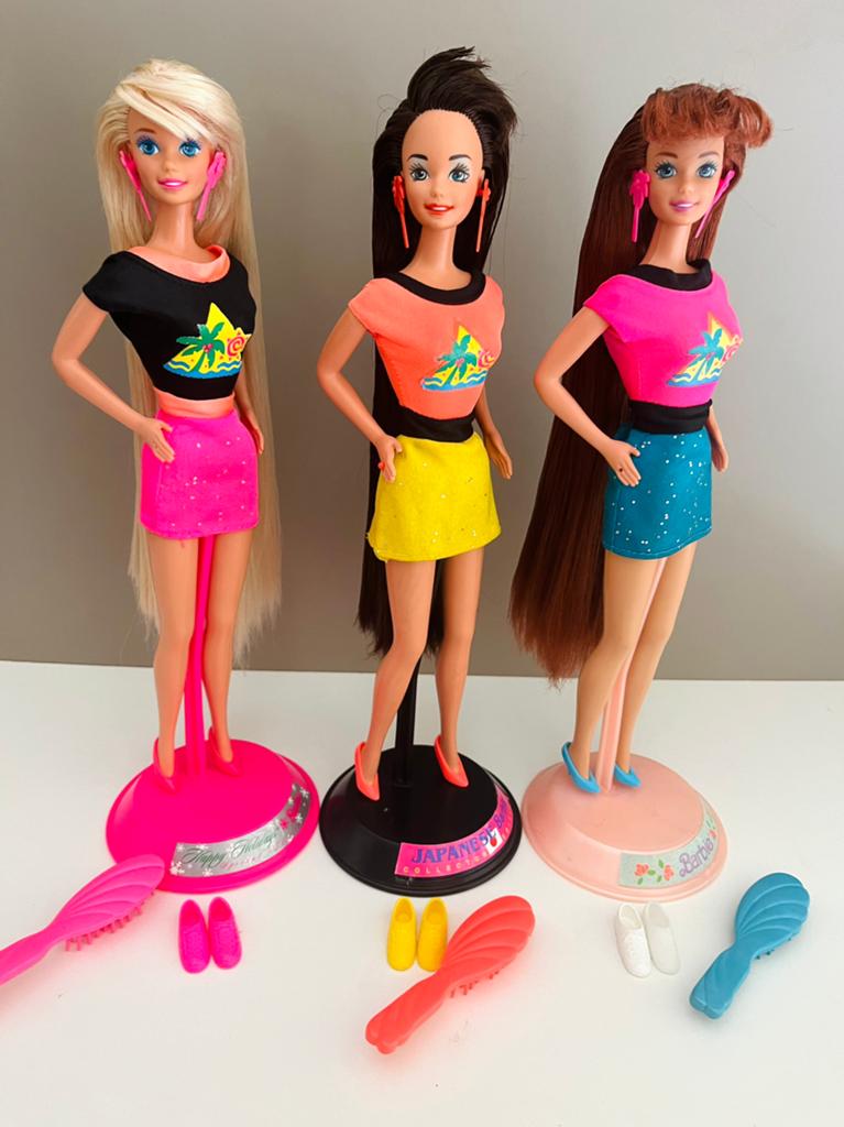 3x glitter hair barbie, Kinderen en Baby's, Ophalen of Verzenden, Gebruikt, Barbie
