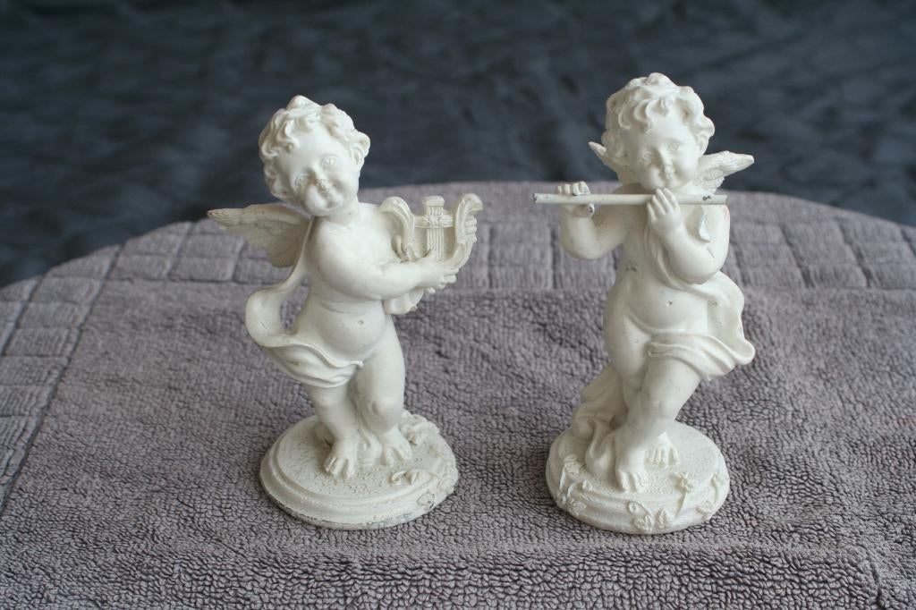 2 zeer mooie oude witte engelen religie, Antiek en Kunst, Antiek | Religie, Ophalen of Verzenden