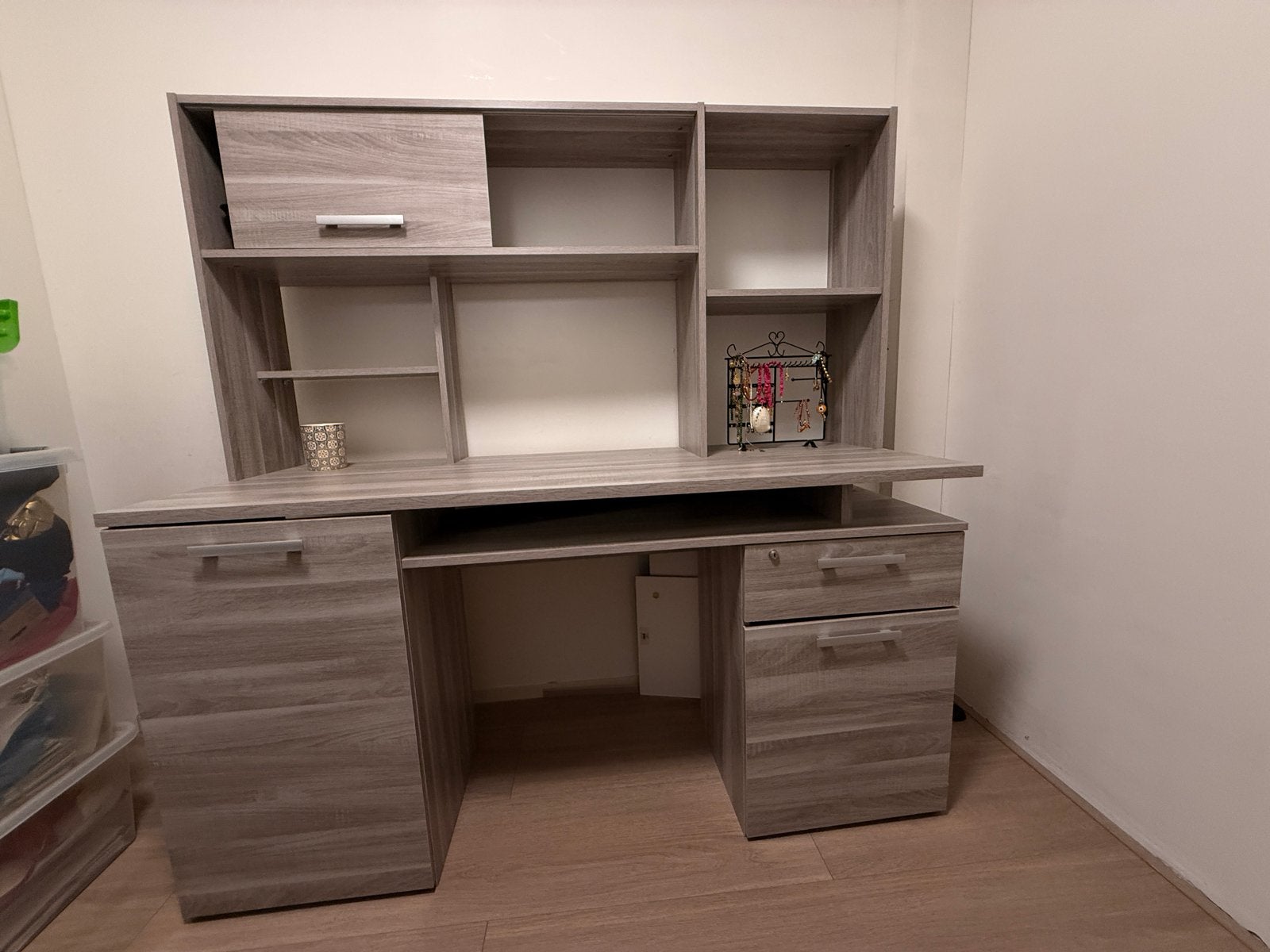 Bureau-kast combinatie met opbergruimte en lades, Met lades, Spaanplaat of MDF, Ophalen of Verzenden, Zo goed als nieuw