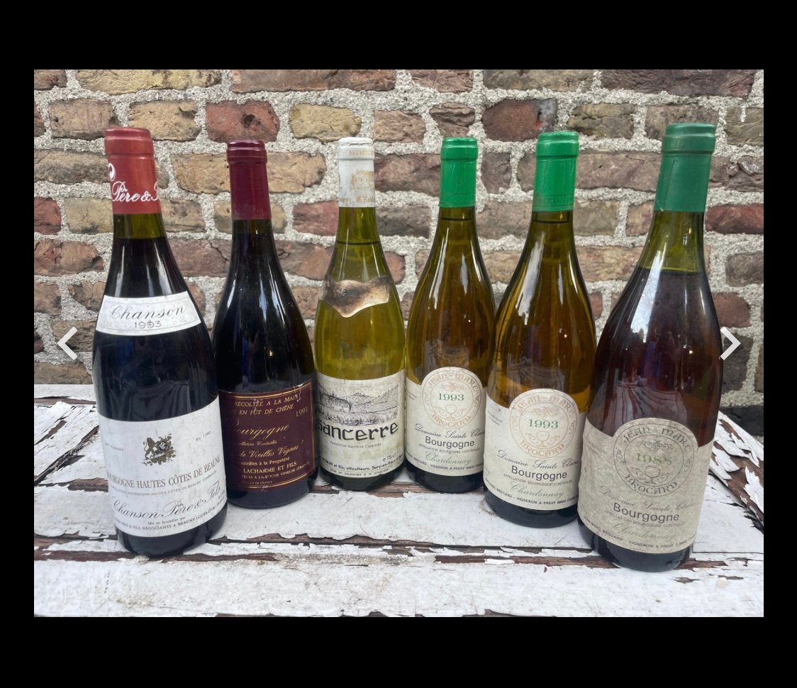Bourgogne en Loire wijnen - 6 flessen (2x’88)-goede conditie, Ophalen of Verzenden, Zo goed als nieuw, Vol, Overige typen