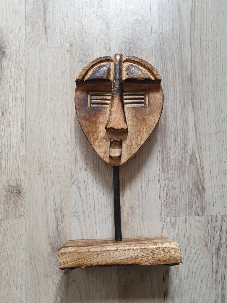 beeld hoofd hout op staander apart nieuw, Ophalen of Verzenden, Hout, Beeld