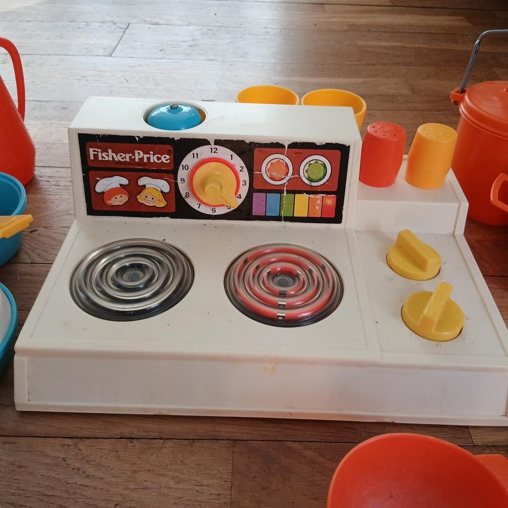 Vintage Fisher-Price speelgoedkeuken met accessoires, Ophalen of Verzenden, Gebruikt, Speelset