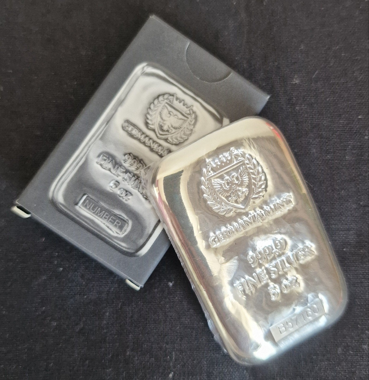 5 oz Germania Mint Zilveren Baar, Postzegels en Munten, Ophalen of Verzenden, Zilver