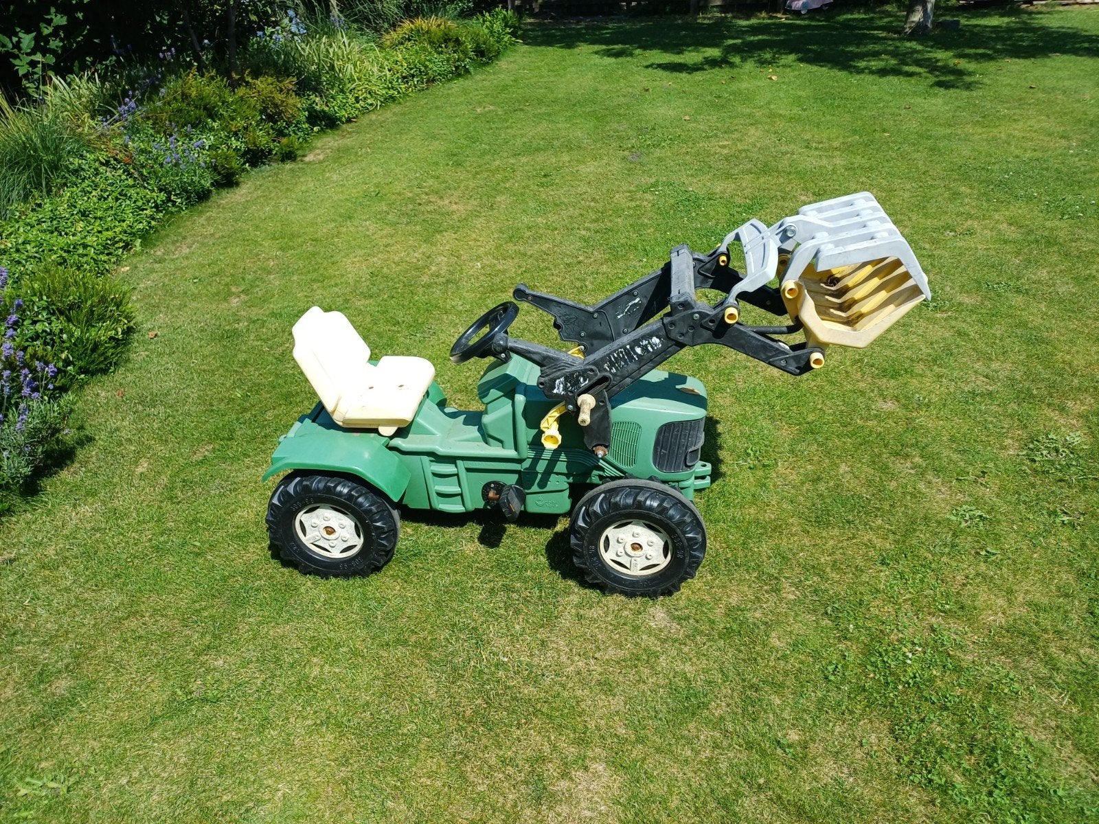 Groene traptractor met voorlader voor kinderen, Ophalen, Gebruikt