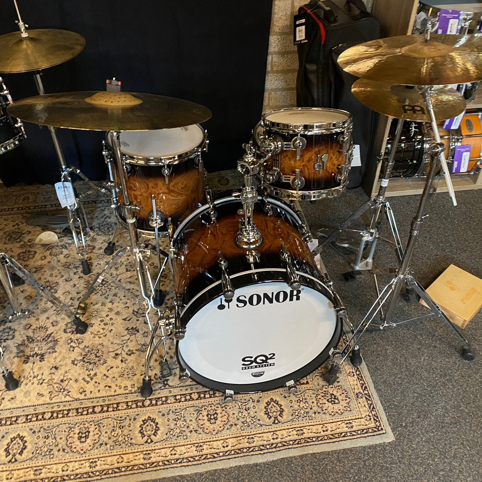 Sonor SQ2 Maple Thin Shells Walnut Brown Burst (occasion), Ophalen, Gebruikt, Sonor