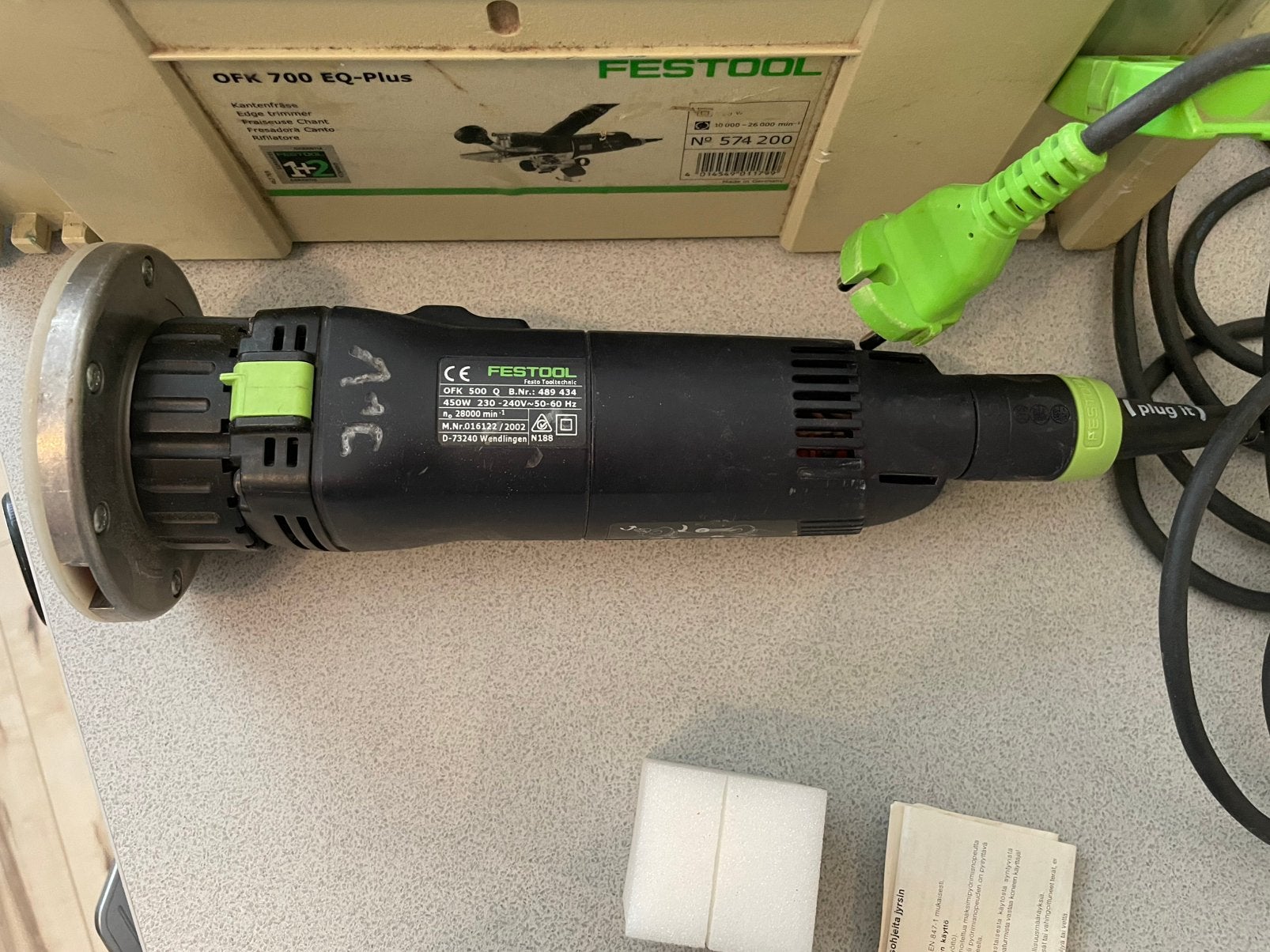 Festool kanten frees + 2 freesjes, Ophalen of Verzenden, Zo goed als nieuw, Elektrisch, Bovenfrees