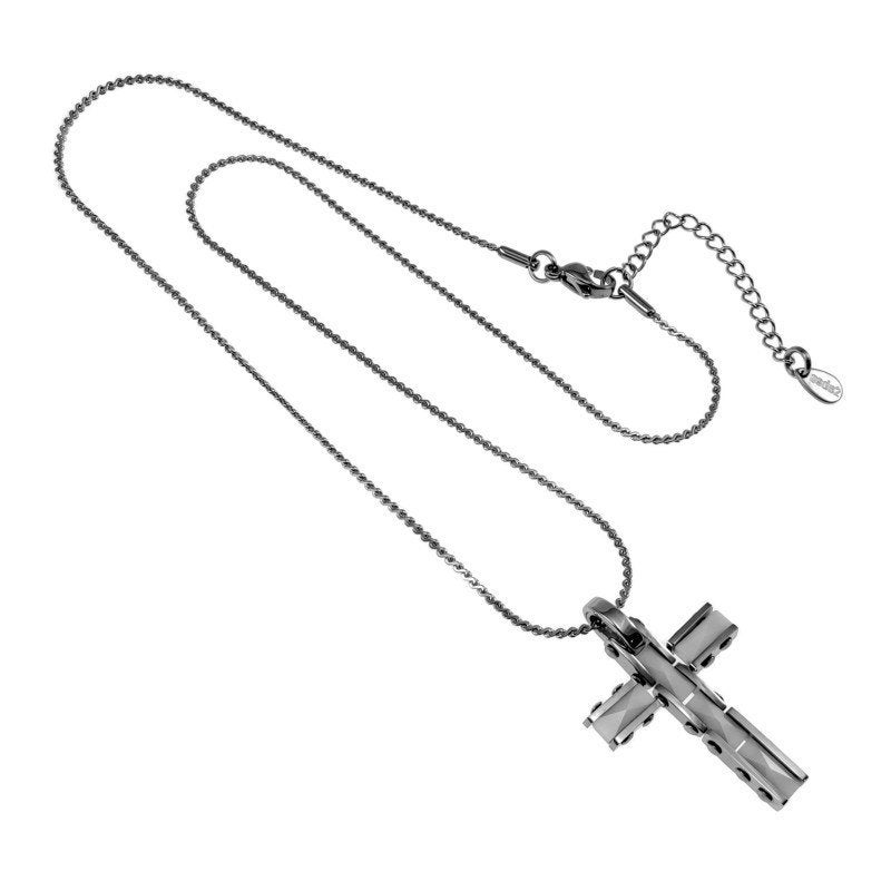Dames/Heren Stalen Ketting met Witte Keramische Kruis Hanger, Met hanger, Overige materialen, Birgitta-Gracht 33, 6465 EL Kerkrade, Nederland