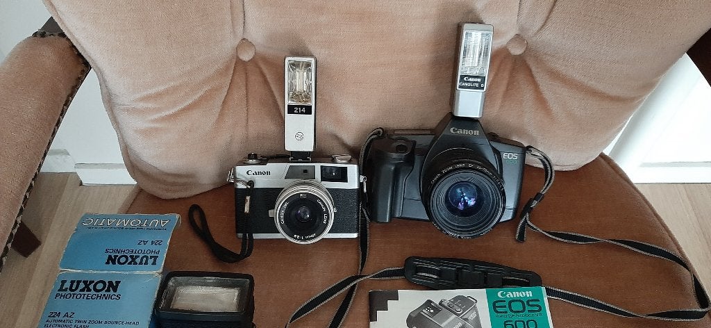 Canon EOS 600 Spiegelreflexcamera/Canon Canonet 28 -Analoog, Ophalen of Verzenden, Gebruikt, Spiegelreflex, Canon