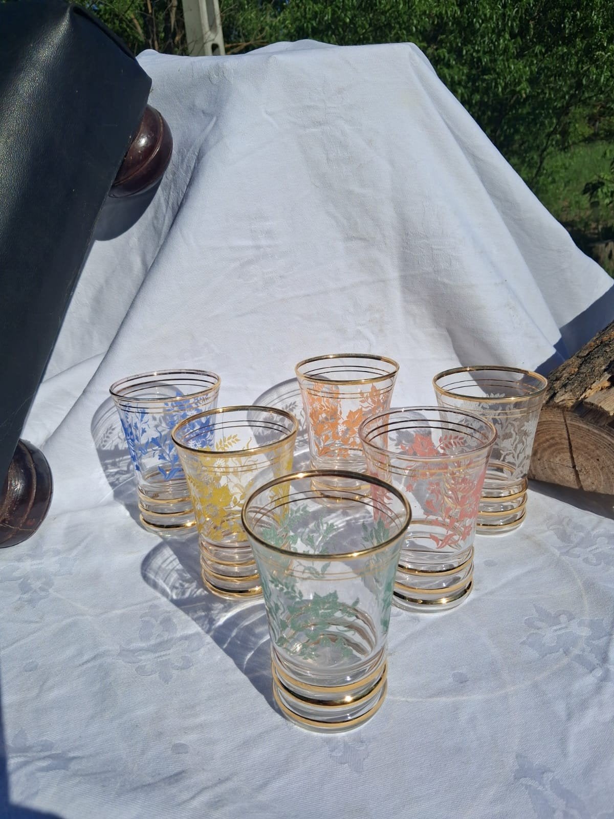 Set van 6 vintage borrelglaasjes met gouden rand, Antiek en Kunst, Antiek | Glas en Kristal, Ophalen of Verzenden