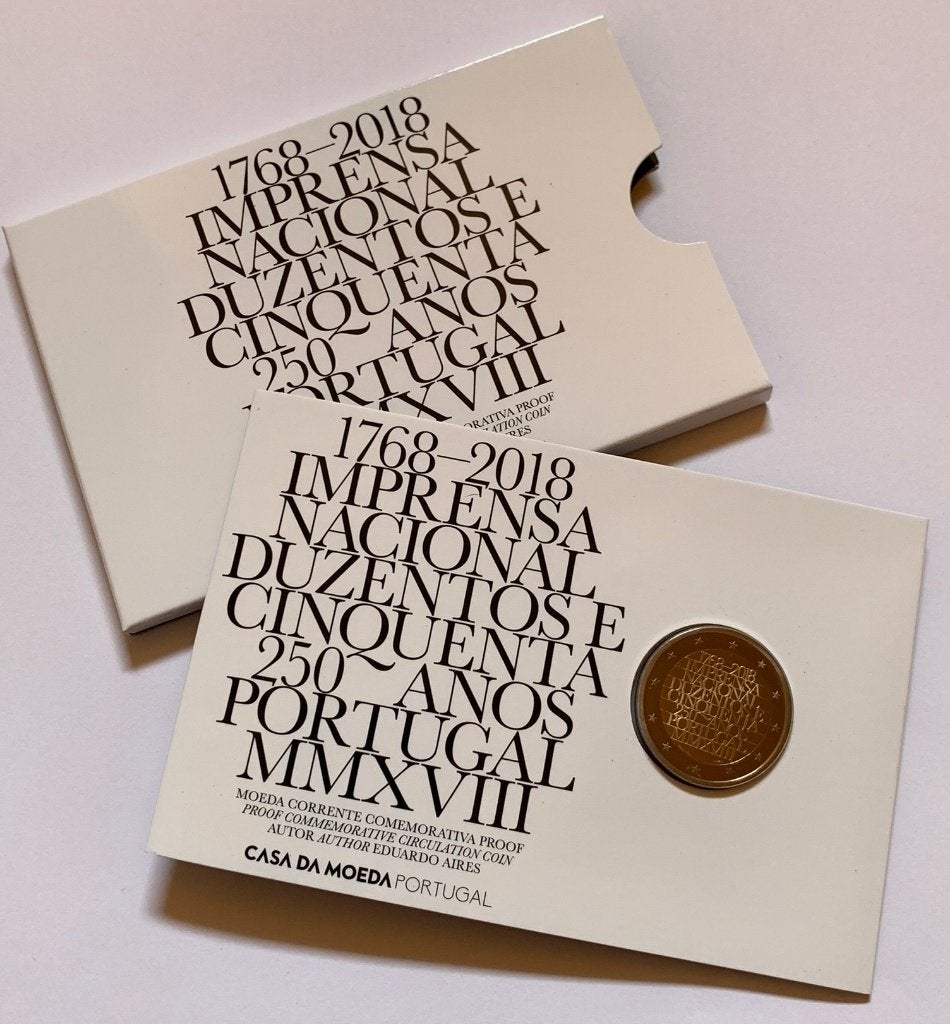 2 Euro Portugal 2018 Proof coincard blister (INCM), Postzegels en Munten, Verzenden, Portugal, 2 euro, Losse munt