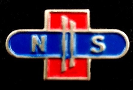 N.S broche- gelakt uit de 60er jaren, Verzenden, Zo goed als nieuw, Transport, Speldje of Pin