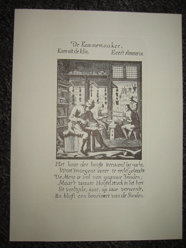 De Kammemaker (= Pruikenmaker) Oude Ets Jan Lucken, Antiek en Kunst, Kunst | Etsen en Gravures, Ophalen of Verzenden