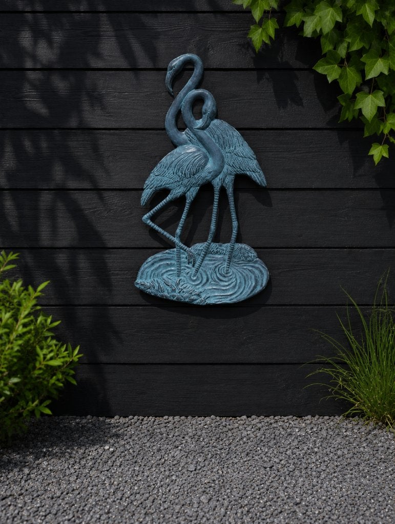 Flamingo /aanbieding / bronzen muurdecoratie / OPRUIMING, Huis en tuin decoratie Marie, Nieuw, Info@huisentuindecoratiemarie.nl