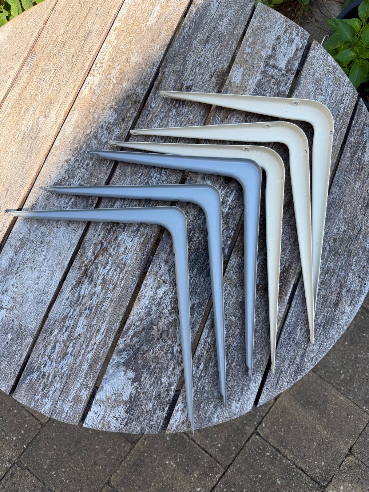 Set van 6 plankdragers, wit en zilver, 250 x 300 mm, Ophalen of Verzenden, Gebruikt