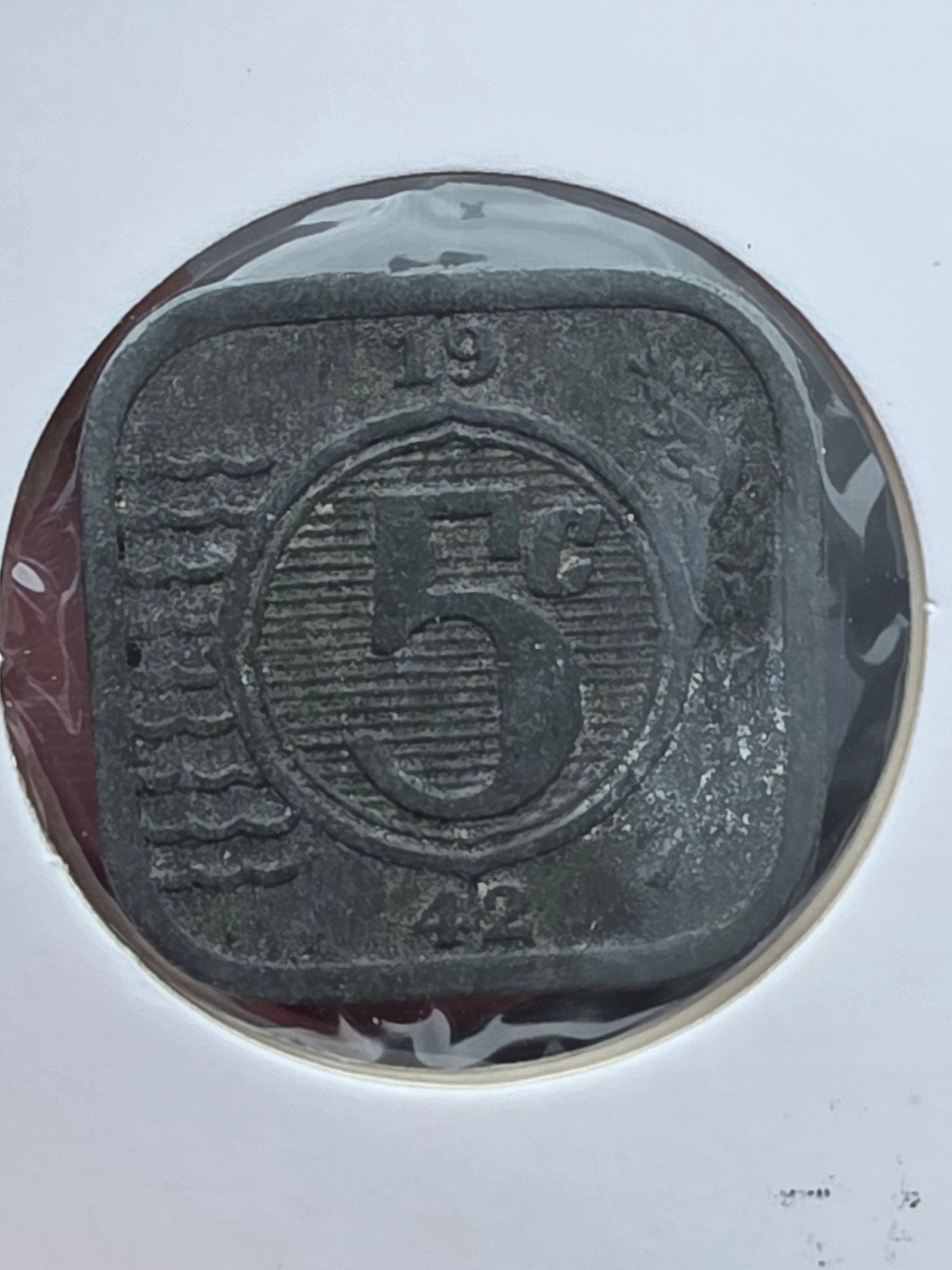 5 cent 1942 Nederlandse bezetting vierkante stuiver zink, Postzegels en Munten, Munten | Nederland, Ophalen of Verzenden, Koningin Wilhelmina