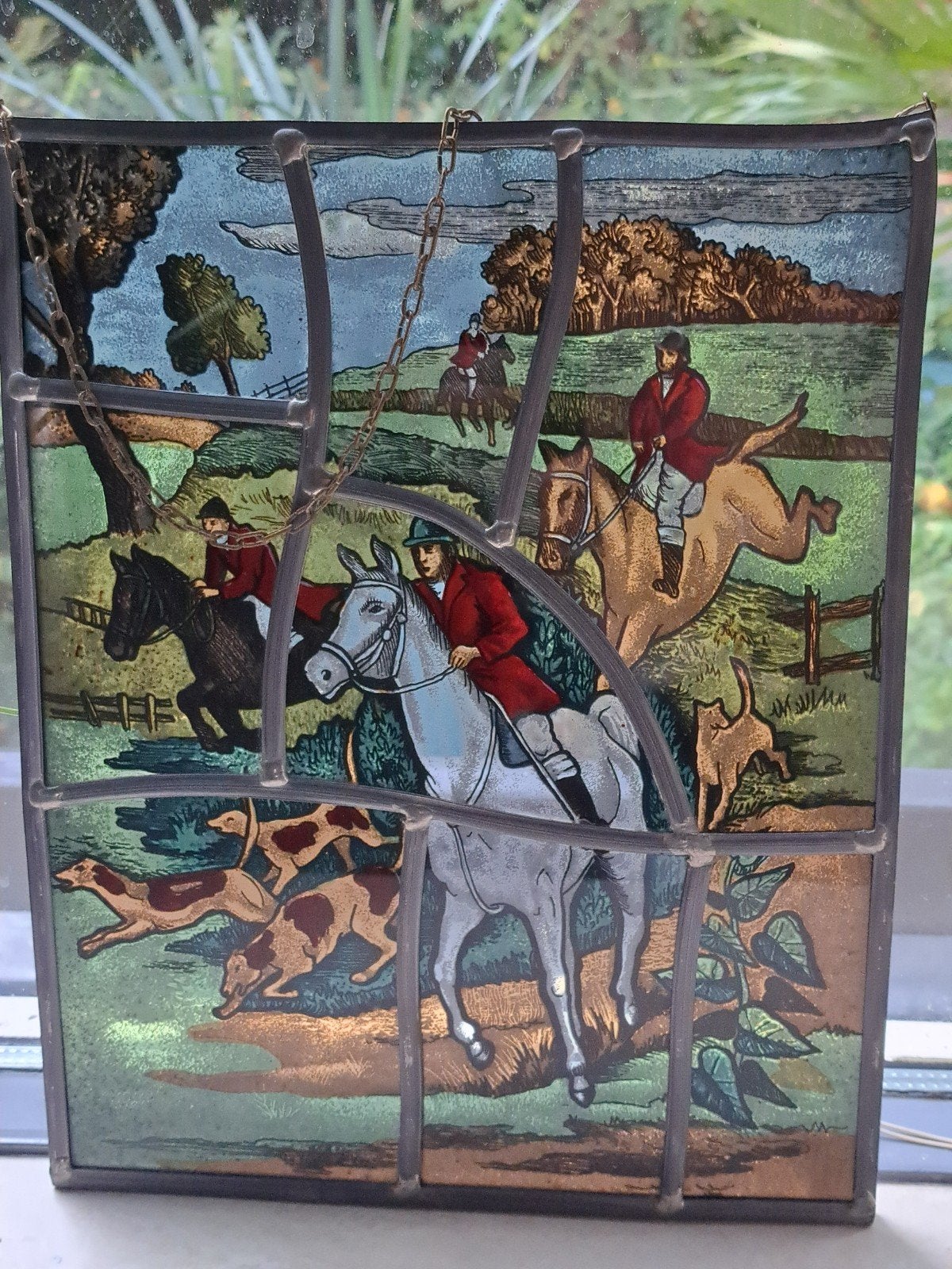 glas in lood hanger jacht tafereel, Ophalen of Verzenden